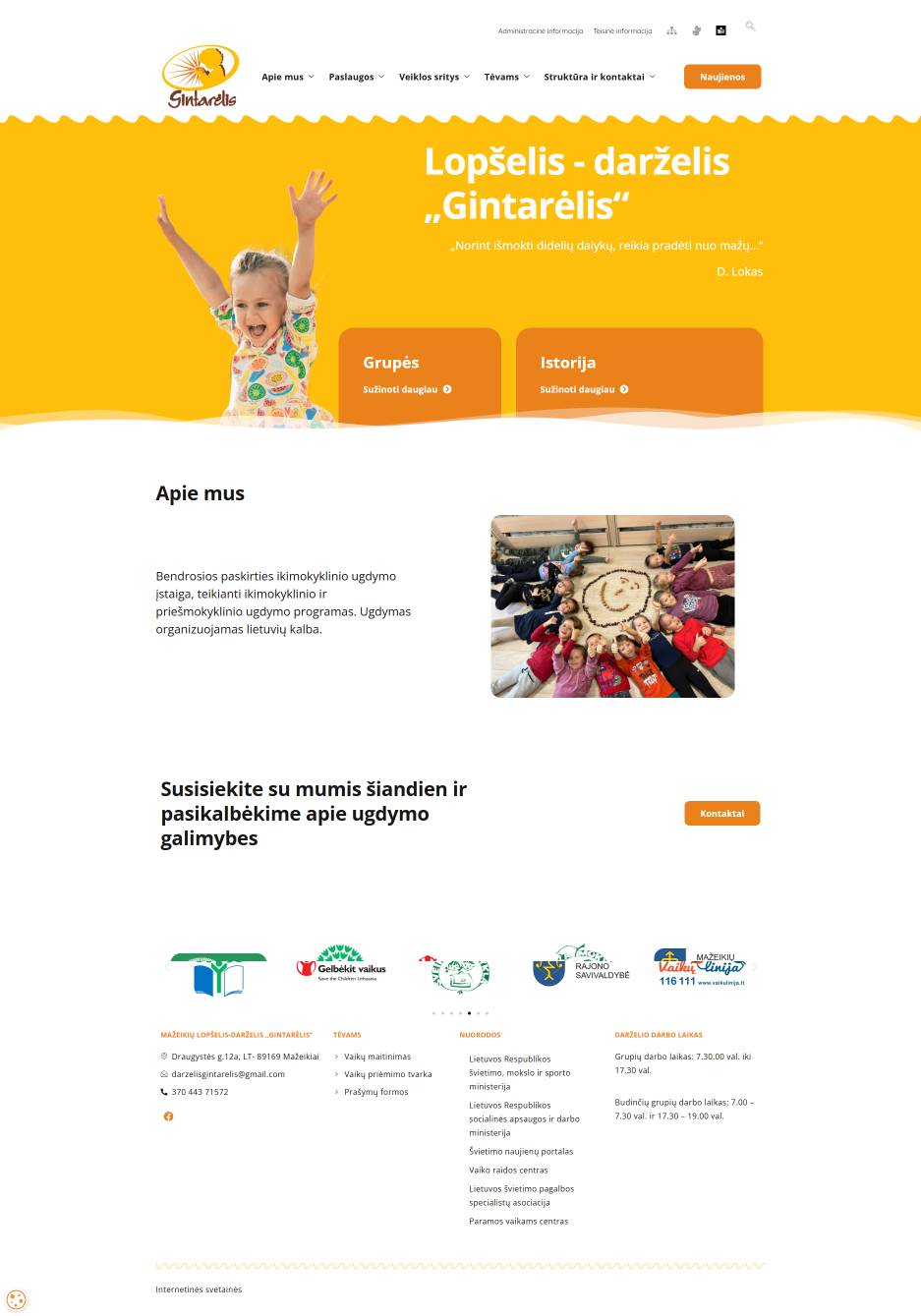 Paslaugų įmonės svetainė su informacijos struktūra