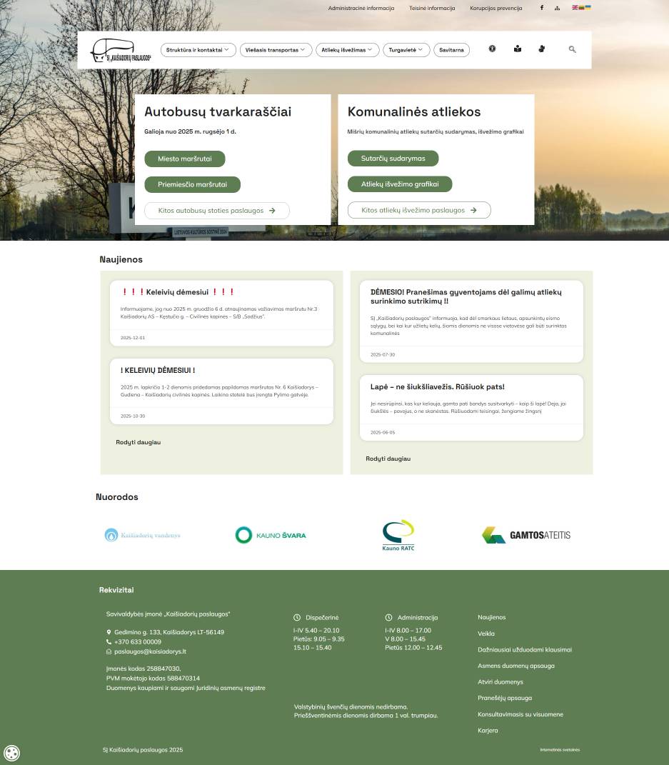 Paslaugų svetainė su greitu informacijos pasiekiamumu