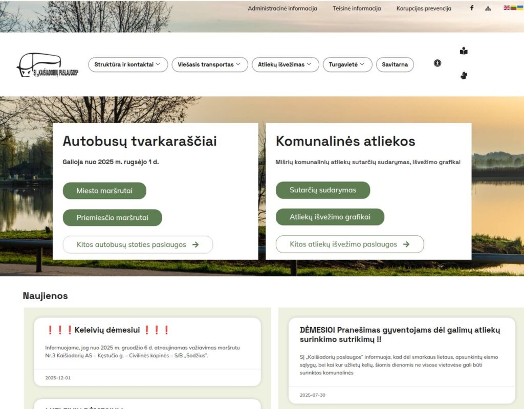 Paslaugų svetainė su greitu informacijos pasiekiamumu