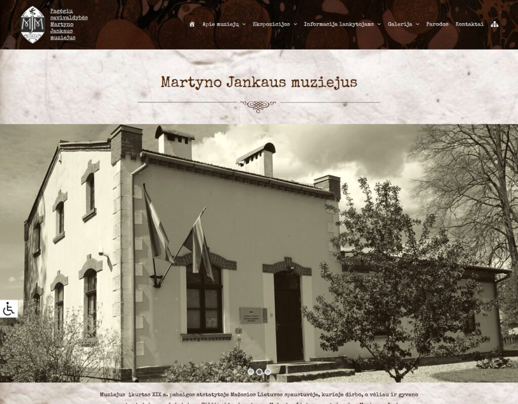 Interaktyvi svetainė su istoriniu turiniu ir dizainu