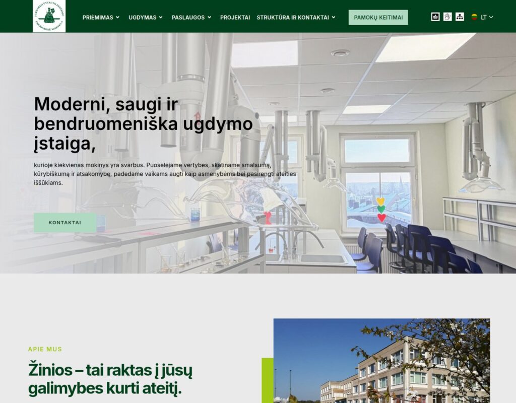 Edukacinio centro svetainė su informacijos sklaida