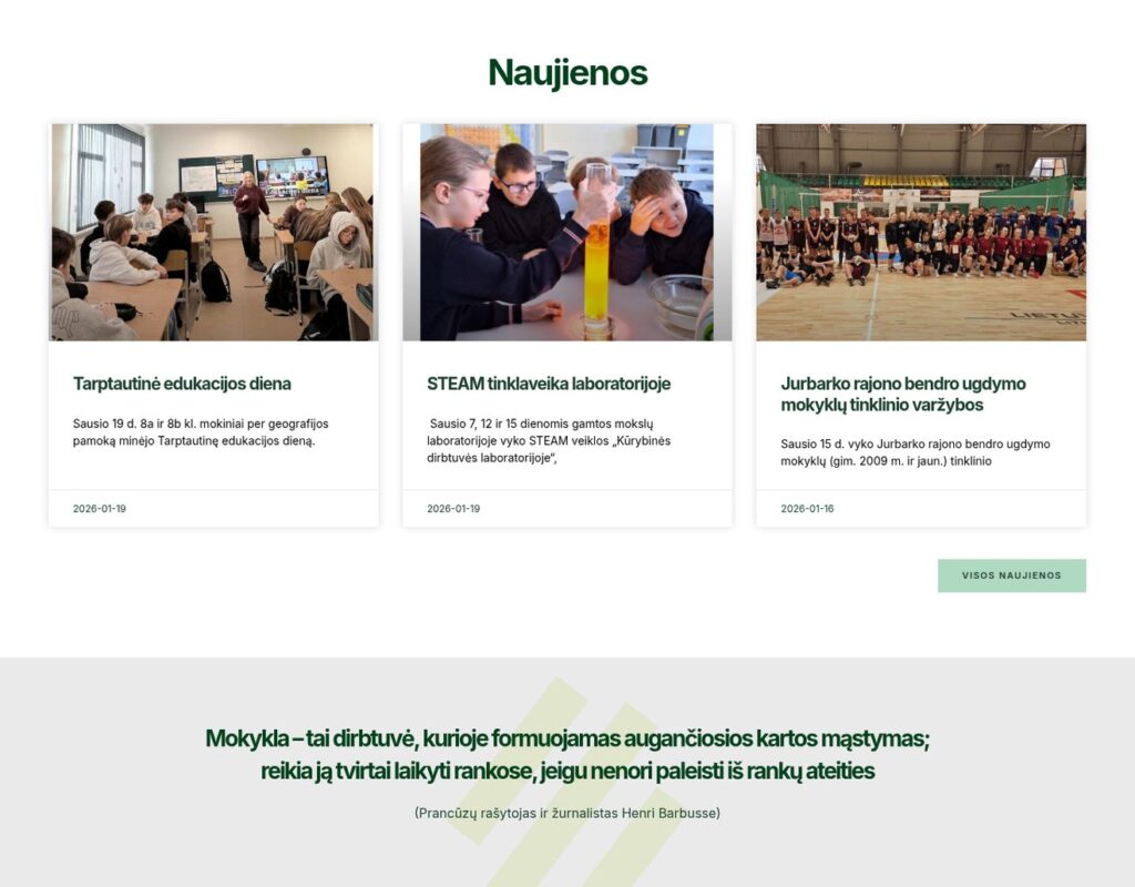 Edukacinio centro svetainė su informacijos sklaida