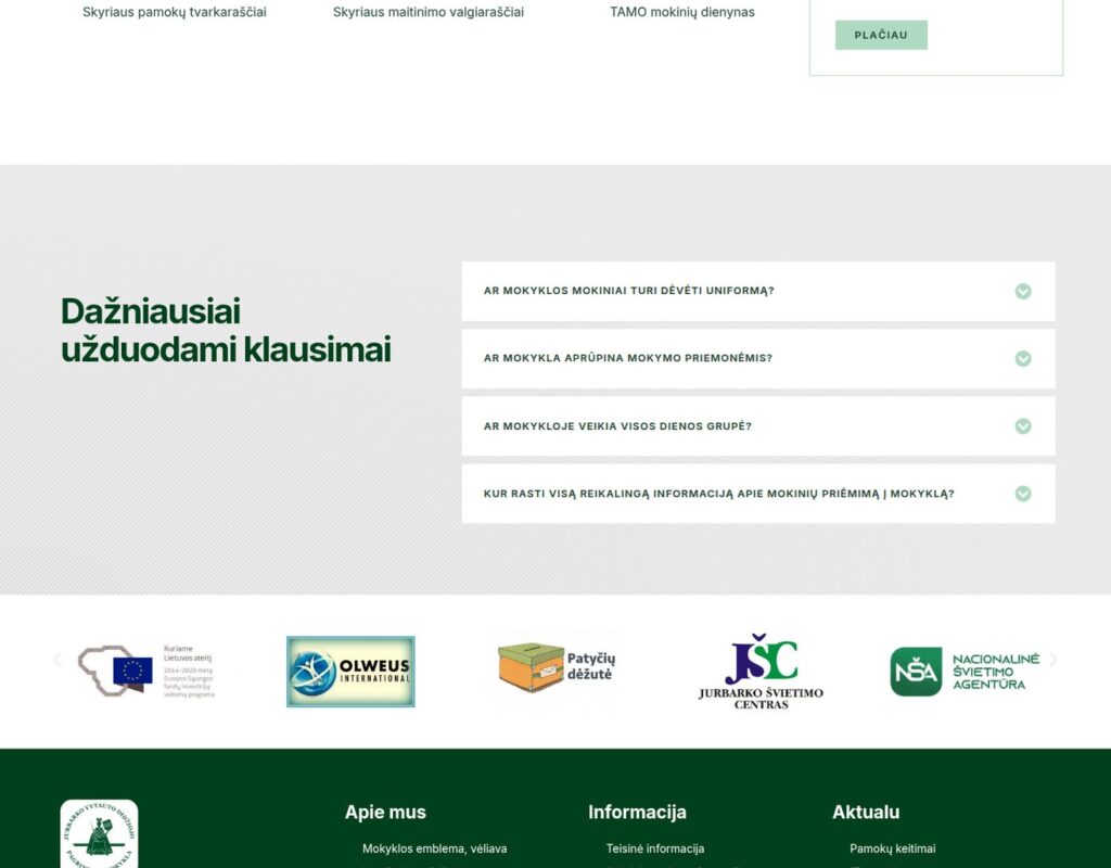 Edukacinio centro svetainė su informacijos sklaida