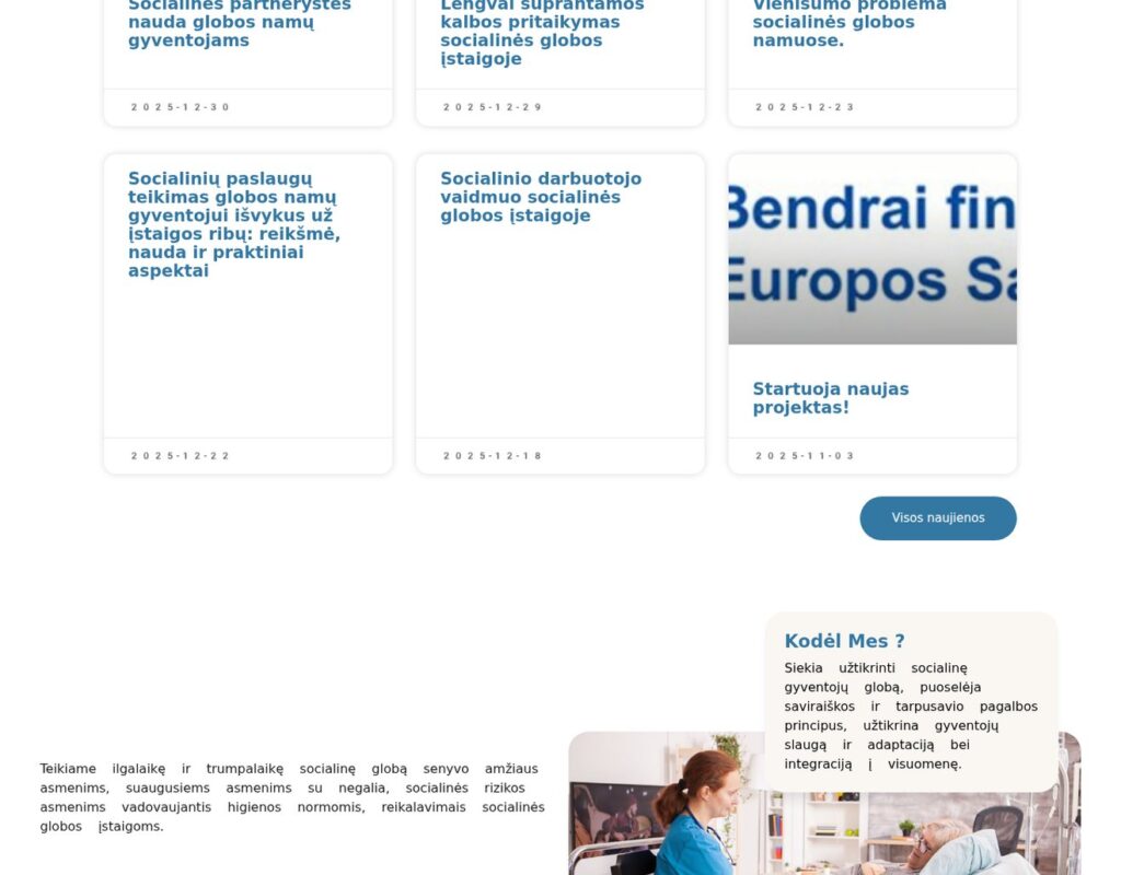 Socialinės paslaugos: Moderni svetainė gerovei užtikrinti