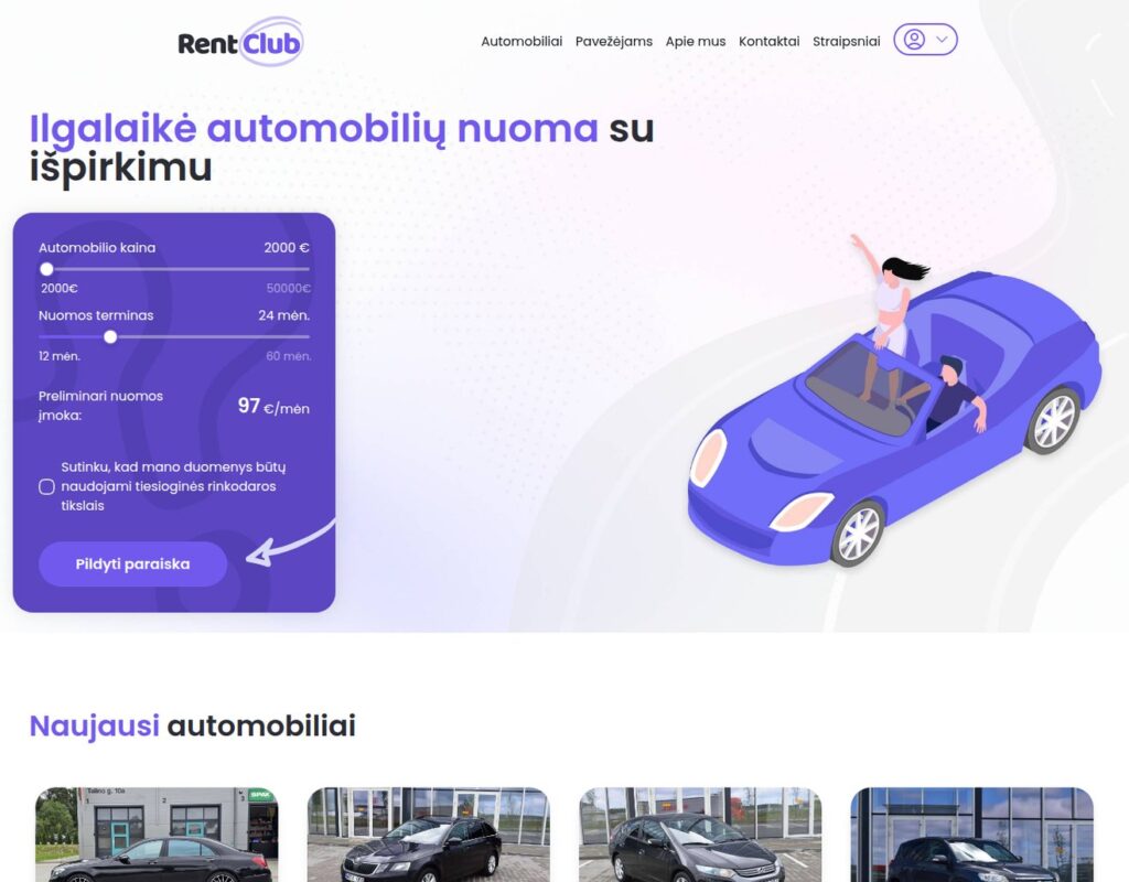 Automobilių nuoma: Patogi svetainė paslaugoms ir informacijos paieškai