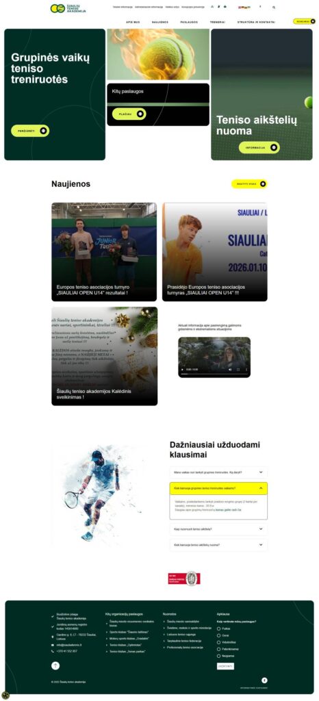 Teniso akademijos svetainė: sporto bendruomenės stiprinimas