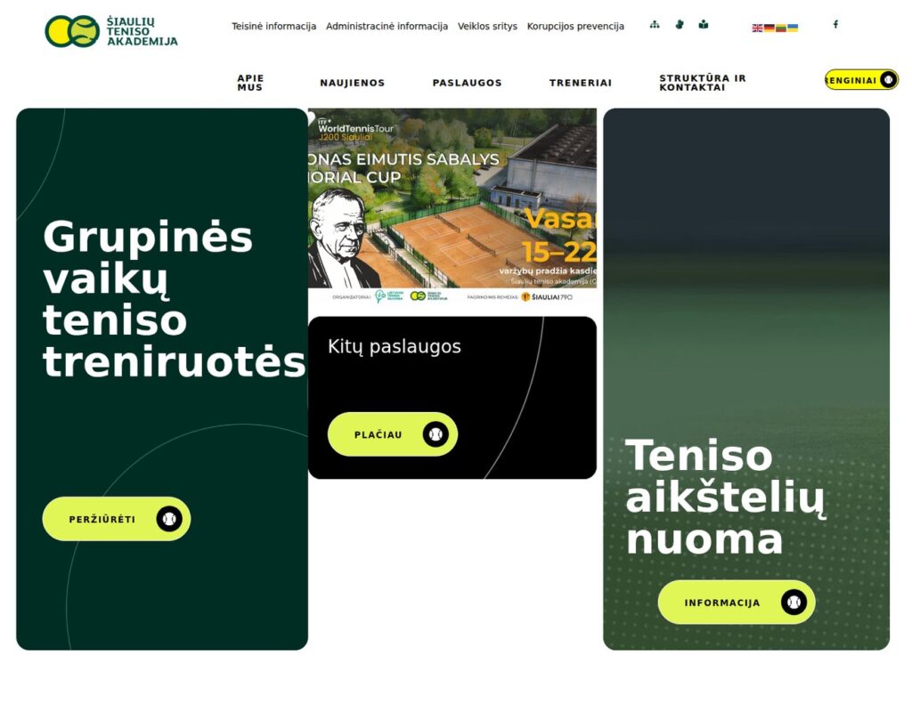 Teniso akademijos svetainė: sporto bendruomenės stiprinimas