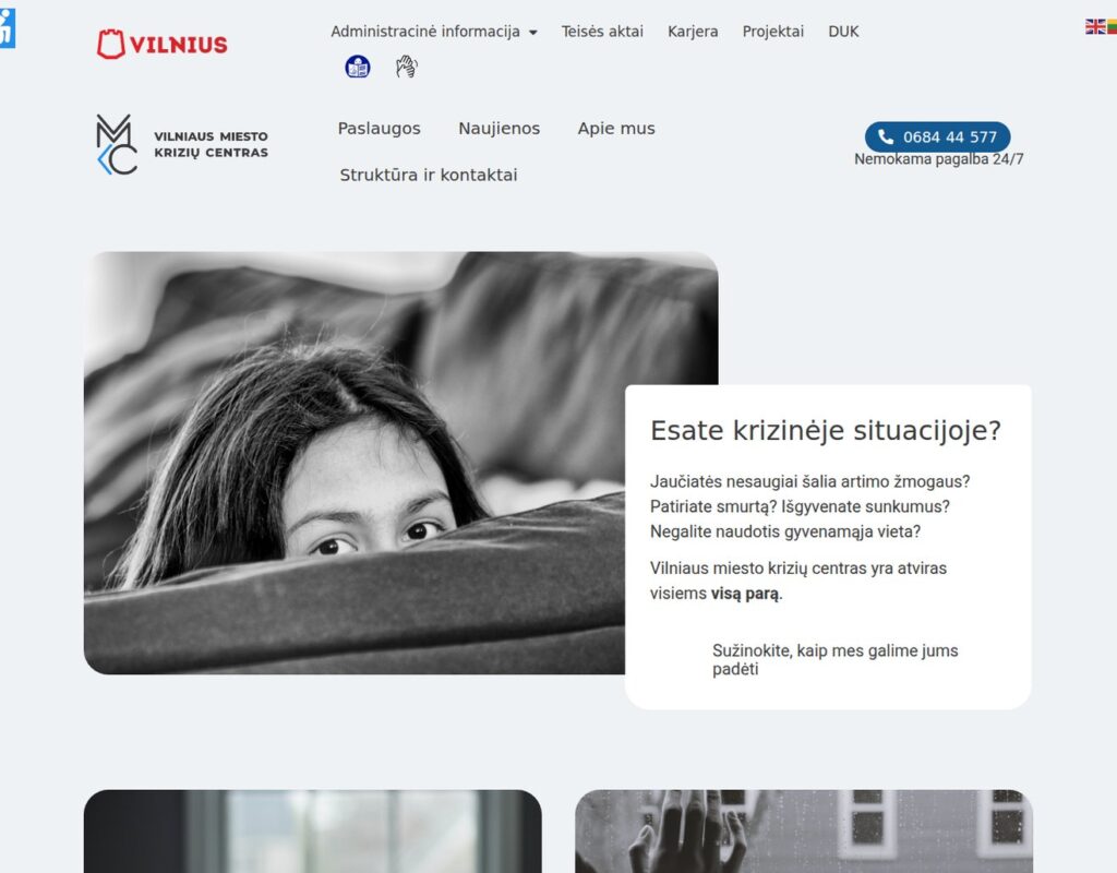 Krizės centras: aiški pagalbos informacija klientams